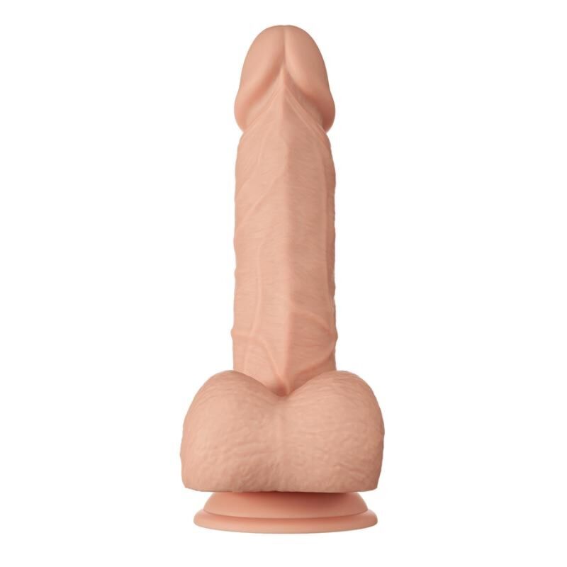 Close-up do BAILE - BELO ENCONTRO Dildo Realístico Flexível Bahamut 21.8 CM Natural mostrando sua textura e características.