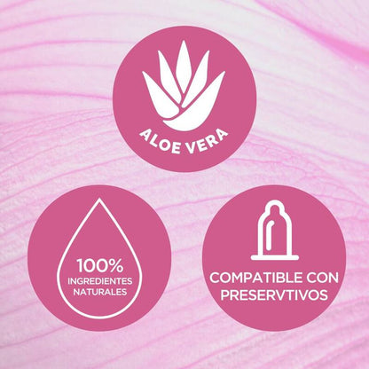 Close-up do lubrificante íntimo DUREX Naturals Extra Sensível 100ml, destacando a embalagem e a sua formulação natural.