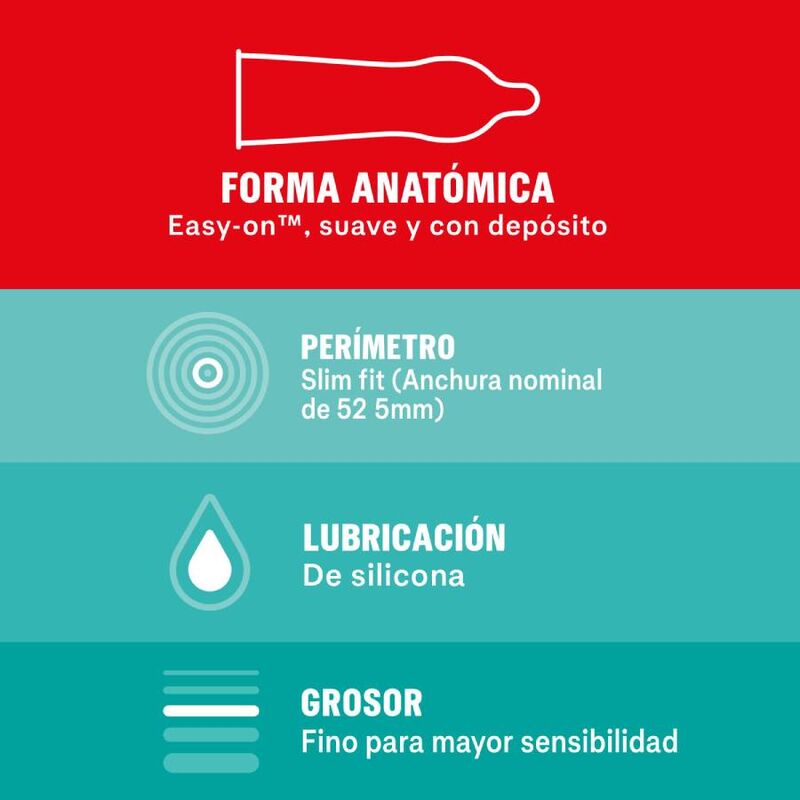 Embalagem de DUREX Preservativos Sensitivo Slim Fit com 10 unidades, destacando o design e as características do produto para maior conforto e sensibilidade.