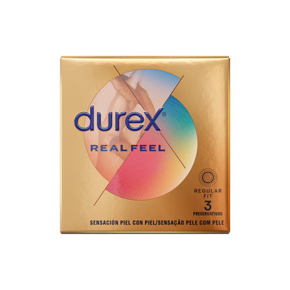 Embalagem dos Preservativos DUREX Real Feel Sem Látex 3 Unidades
