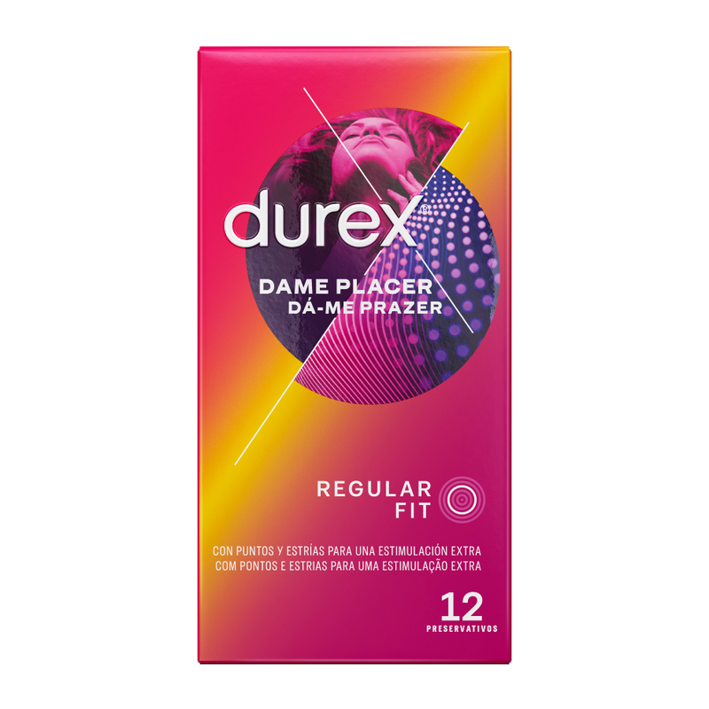 Embalagem dos preservativos DUREX Prazer Pontos e Estrias 12 Unidades