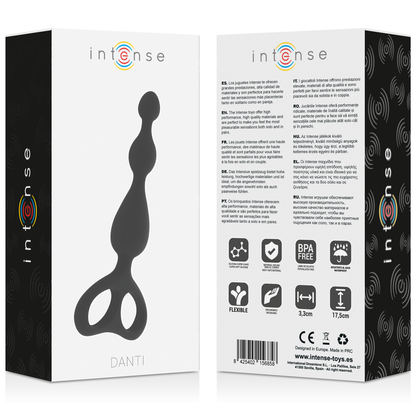 Close-up do Dilatador Anal INTENSE Danti Preto, mostrando seu material de silicone suave e design ergonómico.