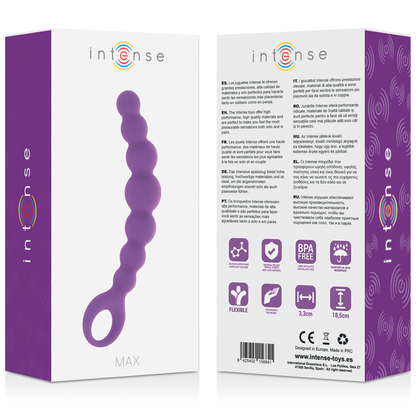 Close-up das Bolas Anais Intense Max Lilás, mostrando o silicone suave e o design de 8 bolas para estimulação anal.