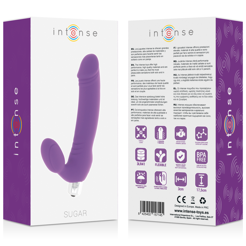 Vibrador INTENSE Açúcar de silicone lilás com 7 velocidades.