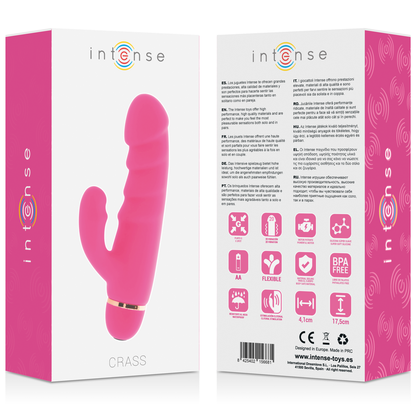 Close-up do Vibrador Intense Crass Silicone Rosa, destacando seu design ergonômico e ponta para Ponto G.