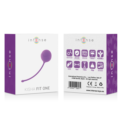 Close-up da Intense Kisha Fit One Bola de Kegel em silicone lilás, mostrando o seu design ergonómico e material suave para fortalecimento do assoalho pélvico.