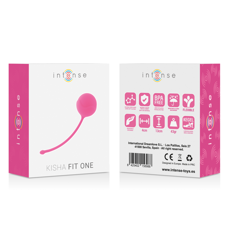 Close-up of the Intense Kisha Fit One Silicone Kegel Balls in fuchsia, designed for pelvic floor strengthening.