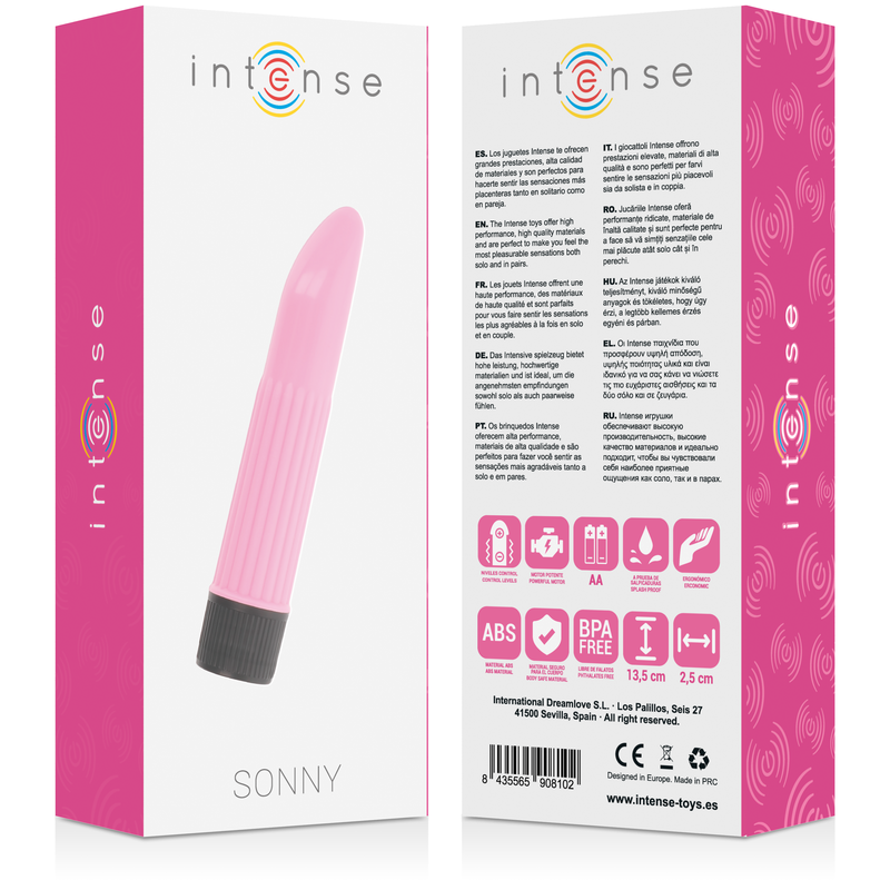 Close-up do Vibrador INTENSE Sonny Rosa, mostrando seu design clássico e ponta curva para estimulação precisa.