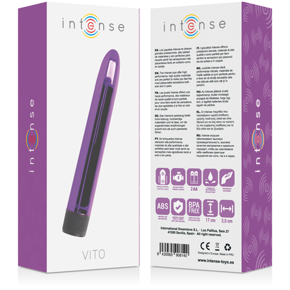 VITO INTENSE Vibrador Liso Clássico 17cm com vibrações potentes para prazer íntimo.