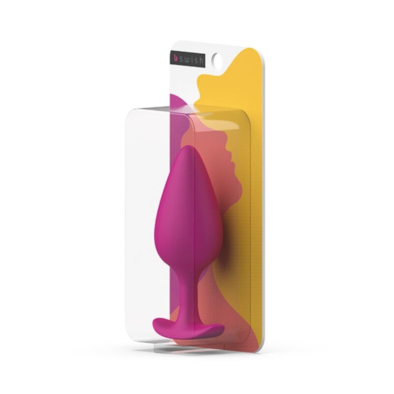 Close-up do B SWISH Plug Prostático BFILLED Basic Plus Magenta, destacando o seu design ergonómico e a textura suave de silicone.