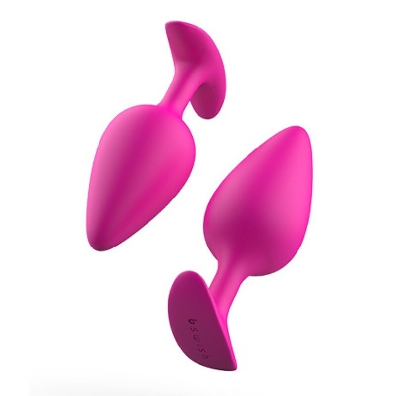 Close-up do B SWISH Plug Prostático BFILLED Basic Plus Magenta, destacando o seu design ergonómico e a textura suave de silicone.