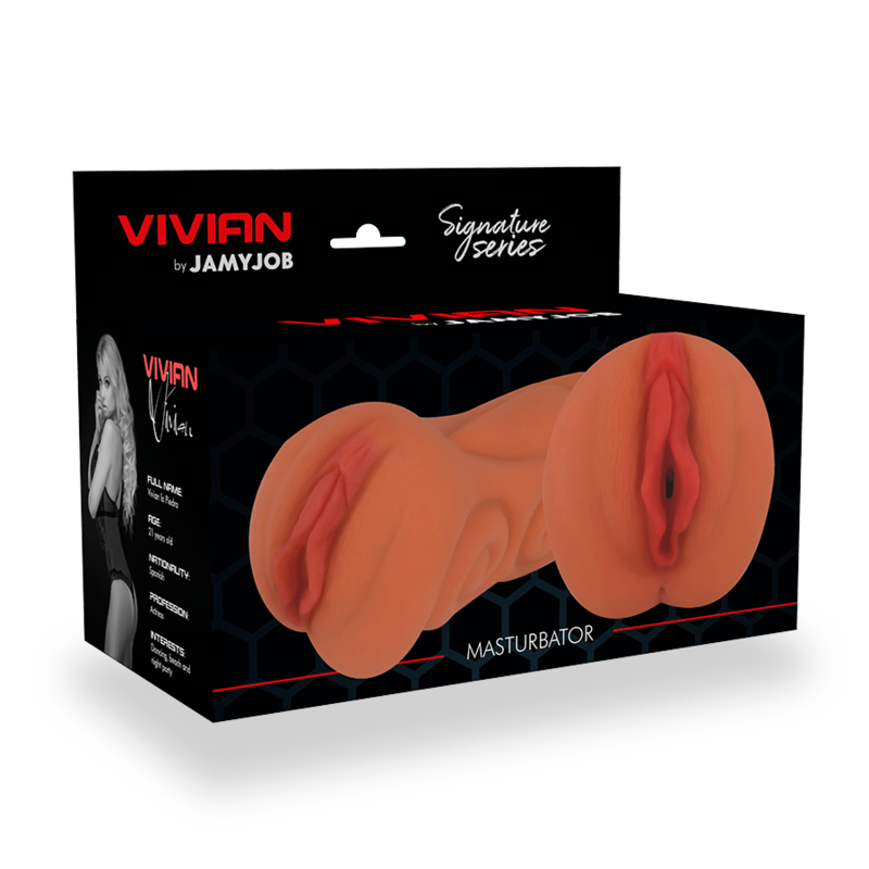 Masturbador Masculino Jamyjob Signature Vivian, close-up da textura e formato ergonómico.