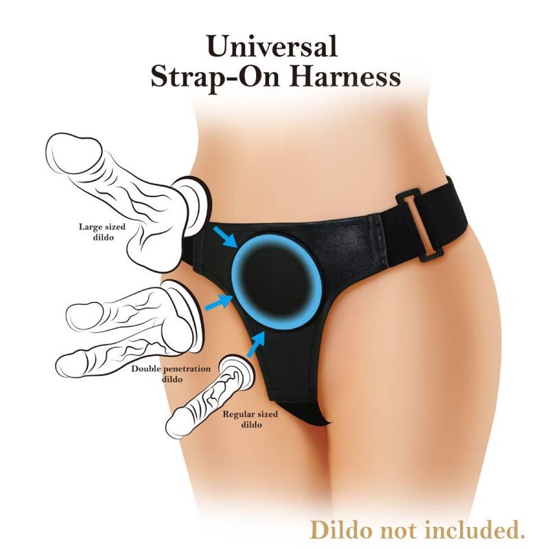 Arnês Universal PRETTY LOVE Preto para uso com dildos e vibradores.