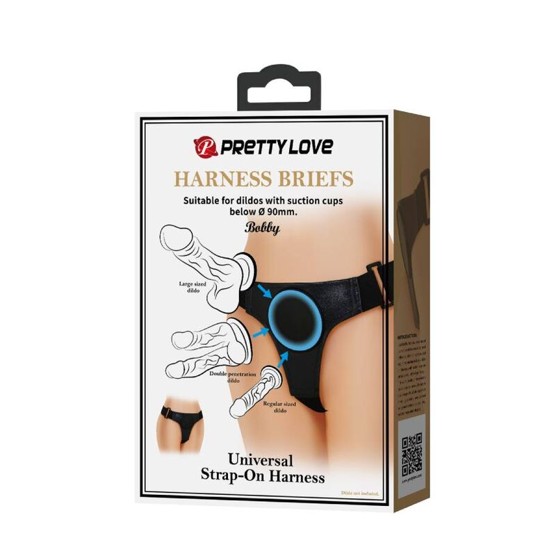 Arnês Universal PRETTY LOVE Preto para uso com dildos e vibradores.