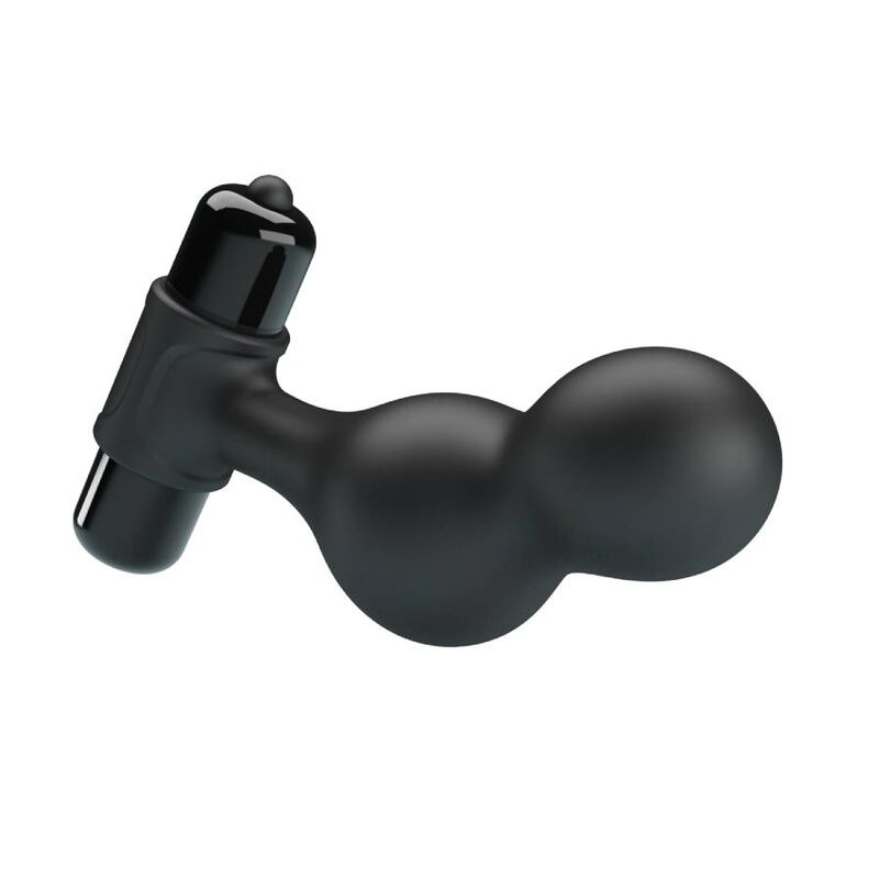 Close-up do Plug Anal Vibrador MR PLAY de Silicone Preto, mostrando seu design ergonómico e base de segurança.