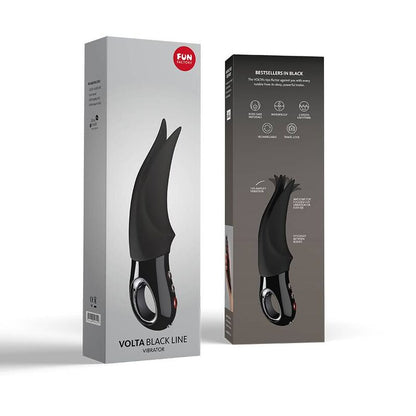 Vibrador clitorial FUN FACTORY Volta Black Line, design elegante e pontas vibratórias.