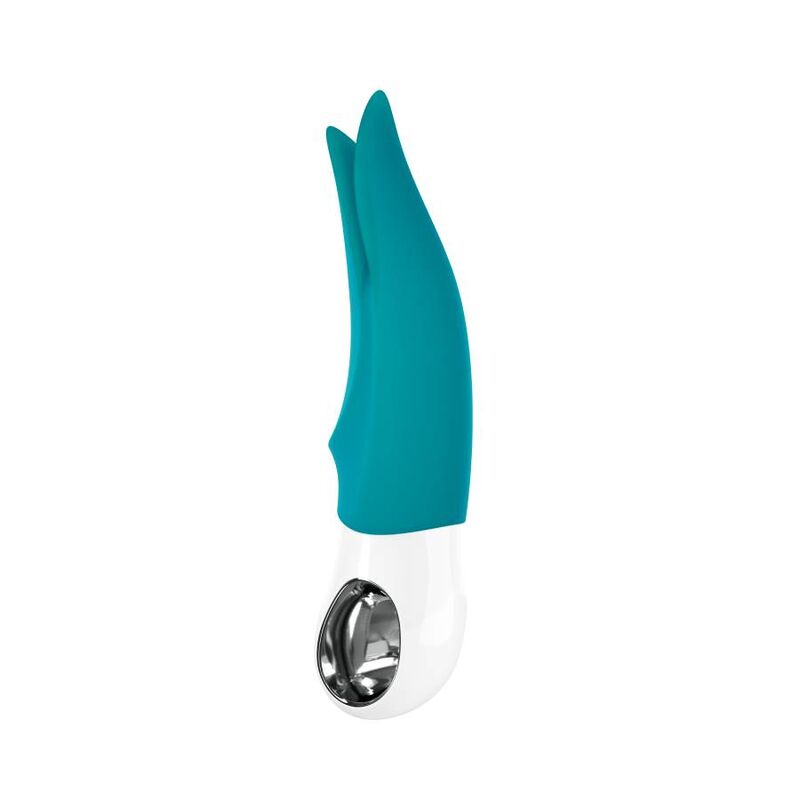 Close-up do vibrador clitoriano FUN FACTORY VOLTA G5 Gasolina, mostrando seu design ergonômico e pontas dinâmicas para estimulação.