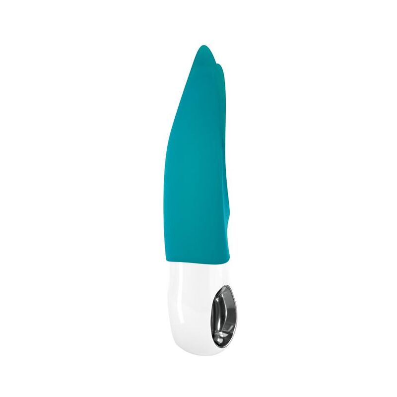 Close-up do vibrador clitoriano FUN FACTORY VOLTA G5 Gasolina, mostrando seu design ergonômico e pontas dinâmicas para estimulação.