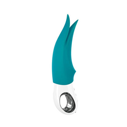 Close-up do vibrador clitoriano FUN FACTORY VOLTA G5 Gasolina, mostrando seu design ergonômico e pontas dinâmicas para estimulação.
