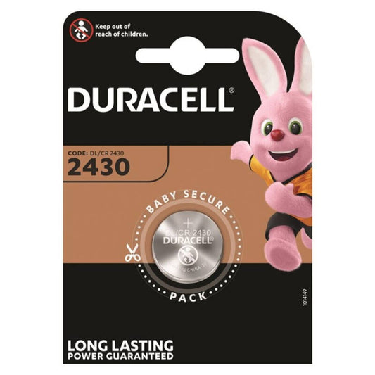 Close-up da Bateria Botão Lítio DURACELL CR2430 3V 1 Unidade