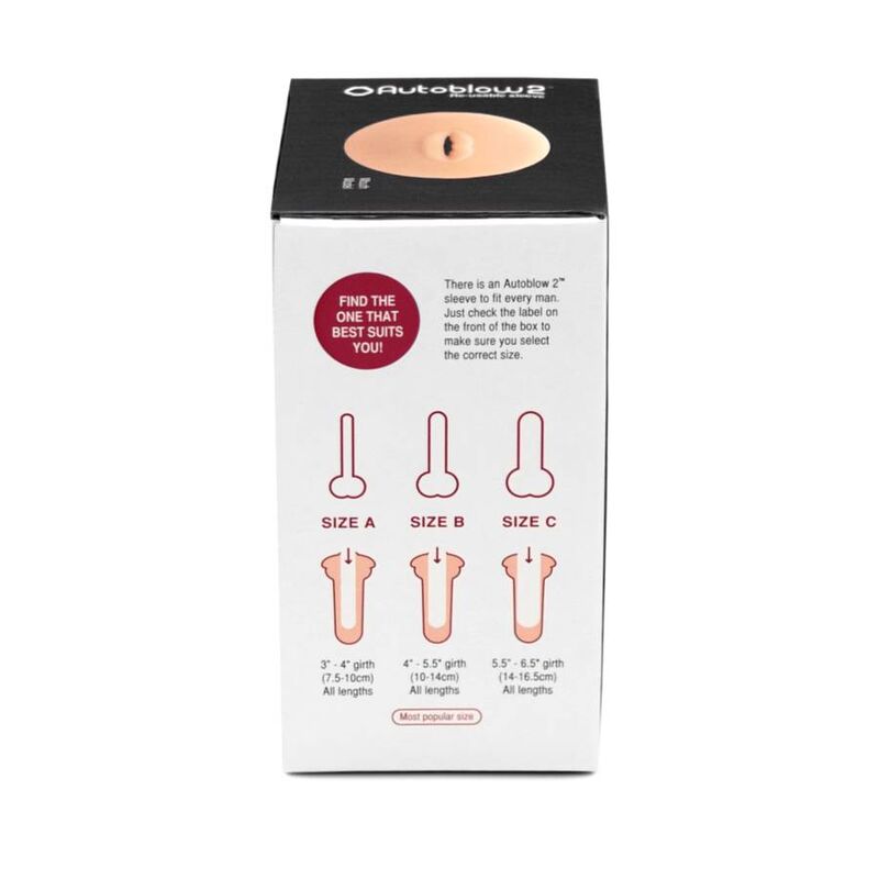 Manga de boca AUTOBLOW 2+ Tamanho C para máquinas de sexo, detalhe da textura e formato.