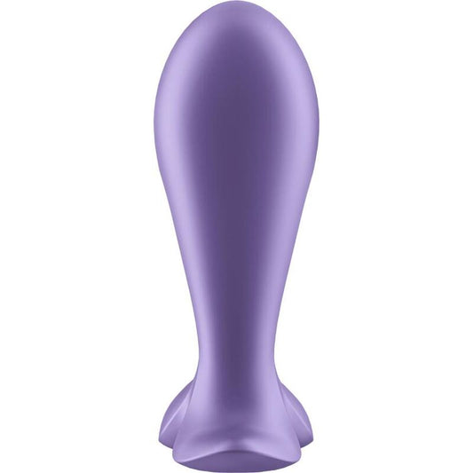Satisfyer Plugue Anal Vibratório Intensity Bluetooth App Roxo, mostrando design ergonômico e material de silicone seguro.
