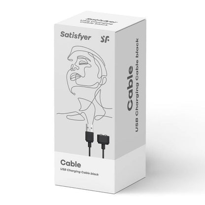 Fio de Carregamento USB preto Satisfyer, compatível com brinquedos sexuais
