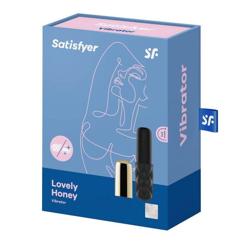 Close-up of the Satisfyer Vibrador Sparkling Darling Dourado showing its compact design and golden finish.