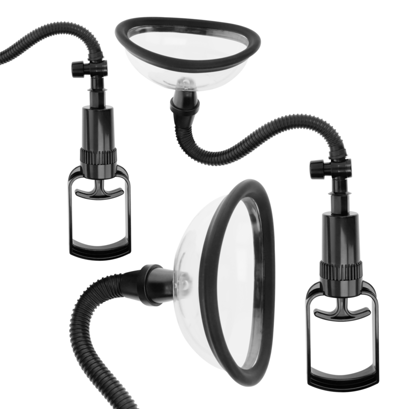INTENSE Bomba Vaginal Manual com Dois Copos Intercambiáveis, mostrando o design e acessórios.