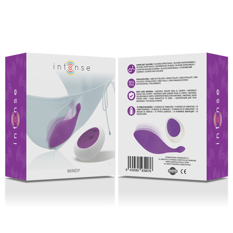 Calcinha Vibratória Mindy Intense Roxa com Controle Remoto para prazer discreto.