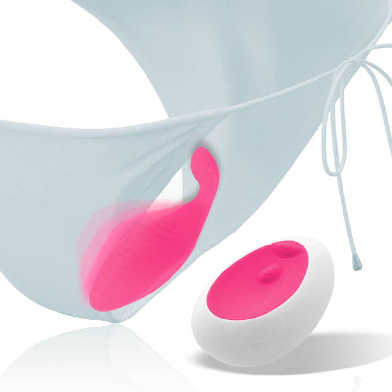 Close-up da Intense Calcinha Vibratória com Controle Remoto Rosa, mostrando seu design discreto e textura de silicone suave.