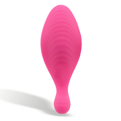 Close-up da Intense Calcinha Vibratória com Controle Remoto Rosa, mostrando seu design discreto e textura de silicone suave.