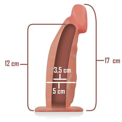 Close-up do Arnês Oco Intense com Dildo Flexível Integrado 18cm, destacando o design e material TPR.