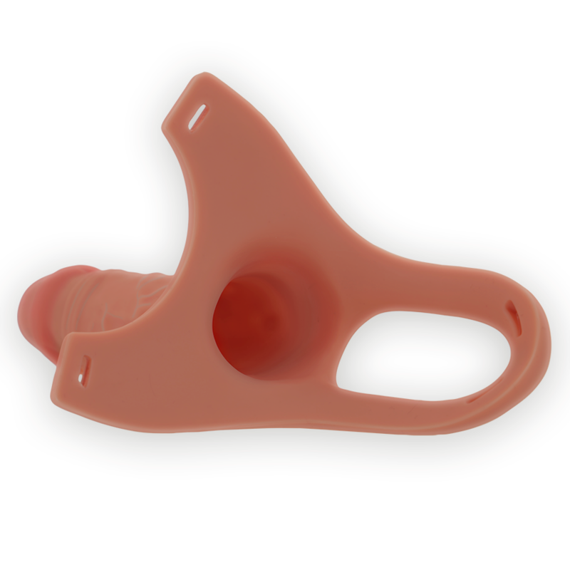 Close-up do Arnês Oco com Dildo de Silicone INTENSE mostrando seu design e textura realista.