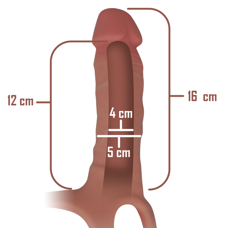 Close-up do Arnês Oco com Dildo de Silicone INTENSE mostrando seu design e textura realista.