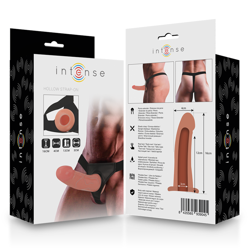 INTENSE Arnês Oco com Dildo 16 x 3 cm para aumento peniano e prazer realista