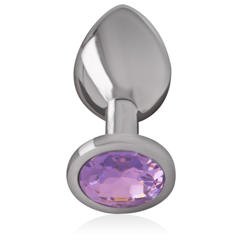 Intense Plug Anal de Metal com Cristal Violeta Tamanho S, mostrando seu design luxuoso e o detalhe do cristal.