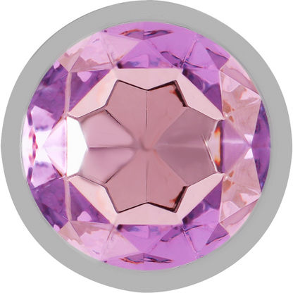 Intense Plug Anal de Metal com Cristal Violeta Tamanho S, mostrando seu design luxuoso e o detalhe do cristal.