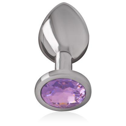Close-up do Plug Anal de Metal Intense com Cristal Violeta, mostrando o design elegante e a joia.