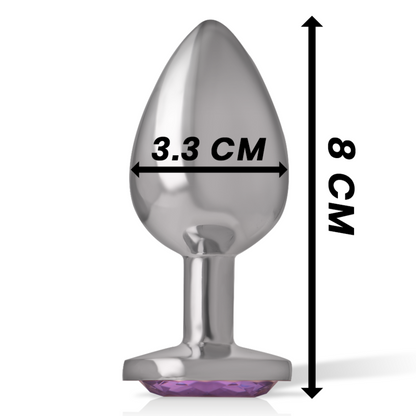 Close-up do Plug Anal de Metal Intense com Cristal Violeta, mostrando o design elegante e a joia.