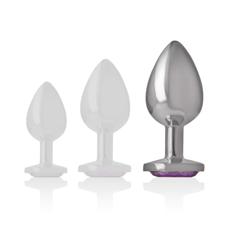 Close-up do Plug Anal Intense de Metal com Cristal Violeta, exibindo seu design elegante e a pedra brilhante.