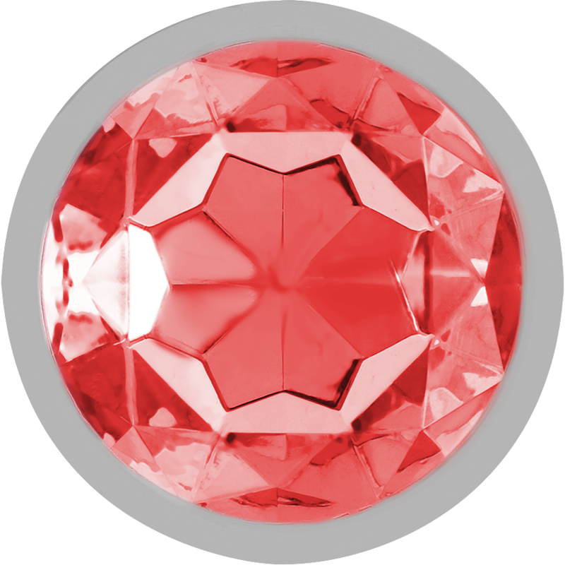 Close-up do Intense Plug Anal de Metal com Cristal Vermelho S, destacando seu brilho e design elegante.