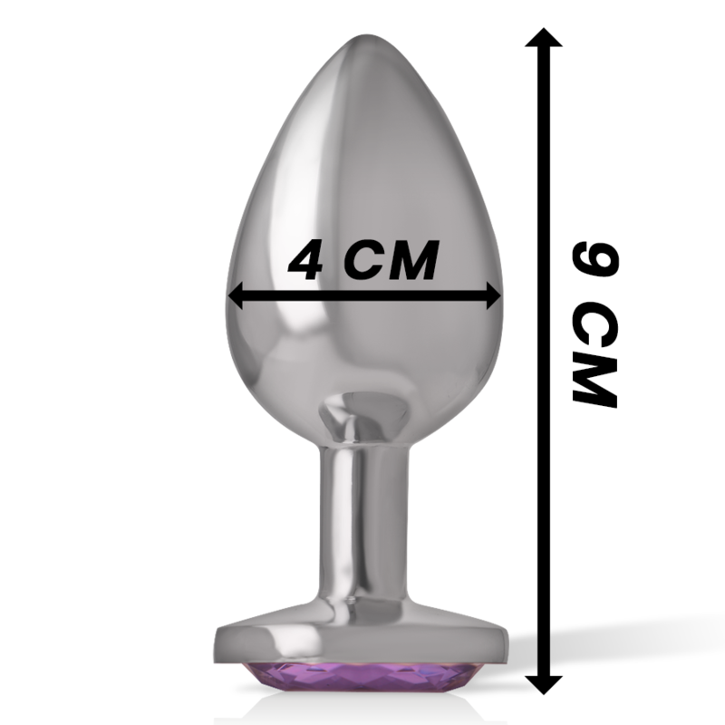 Close-up do Plug Anal Intense de Metal com Cristal Violeta, exibindo seu design elegante e a pedra brilhante.