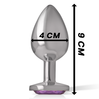 Close-up do Plug Anal Intense de Metal com Cristal Violeta, exibindo seu design elegante e a pedra brilhante.