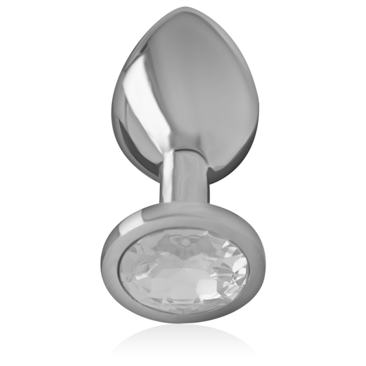Plug anal Intense de metal com cristal prata, design elegante e superfície lisa para estimulação anal.