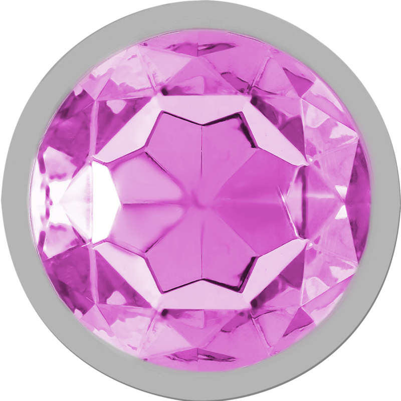 Close-up do Intense Plug Anal de Metal com Cristal Rosa M, destacando seu design elegante e material.