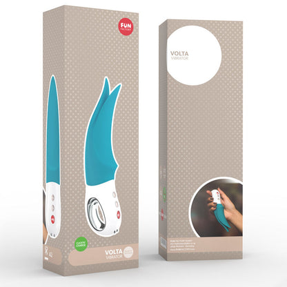 Close-up do vibrador clitoriano FUN FACTORY VOLTA G5 Gasolina, mostrando seu design ergonômico e pontas dinâmicas para estimulação.