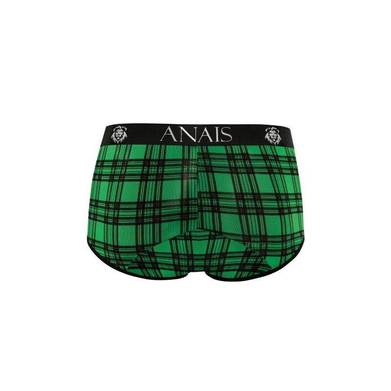 Detalhe das cuecas masculinas ANAIS MEN Magic Brief Lycra Xadrez Verde, mostrando o tecido e o design.