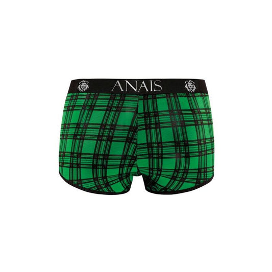 Boxer masculino ANAIS MEN Magic XL Xadrez Verde e Preto, exibindo o padrão e o tecido macio.