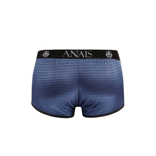 Boxer Naval Design ANAIS MEN XL em tule preto e azul marinho com listras de cetim.